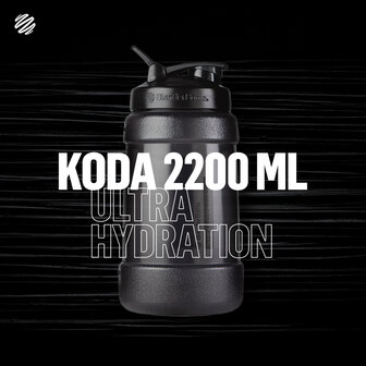 BLENDERBOTTLE | KODA voor water - Zwart 2.2 liter | Bidon. Mooi ontworpen waterfles die alle kwaliteiten heeft van de BlenderBottle familie. Zonder Blenderball. 