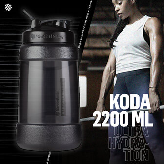 BLENDERBOTTLE | KODA voor water - Zwart 2.2 liter | Bidon. Mooi ontworpen waterfles die alle kwaliteiten heeft van de BlenderBottle familie. Zonder Blenderball. 