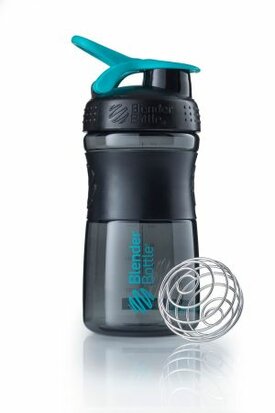 BlenderBottle™ SPORTMIXER Small Zwart/Azuurblauw/Teal met oog - Eiwitshaker / Bidon  - 590 ml