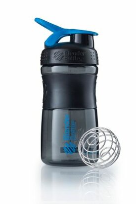 BlenderBottle™ SPORTMIXER Small Zwart/Cyaan met oog - Eiwitshaker / Bidon  - 590 ml