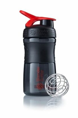 BlenderBottle™ SPORTMIXER Small Zwart/Rood met oog - Eiwitshaker / Bidon  - 590 ml