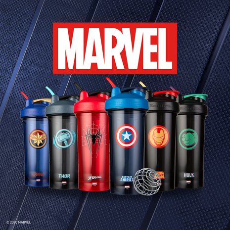 BlenderBottle MARVEL SPIDERMAN Classic Loop Pro 820 ML. Met Blenderball zodat je geen klonten in je shake hebt.